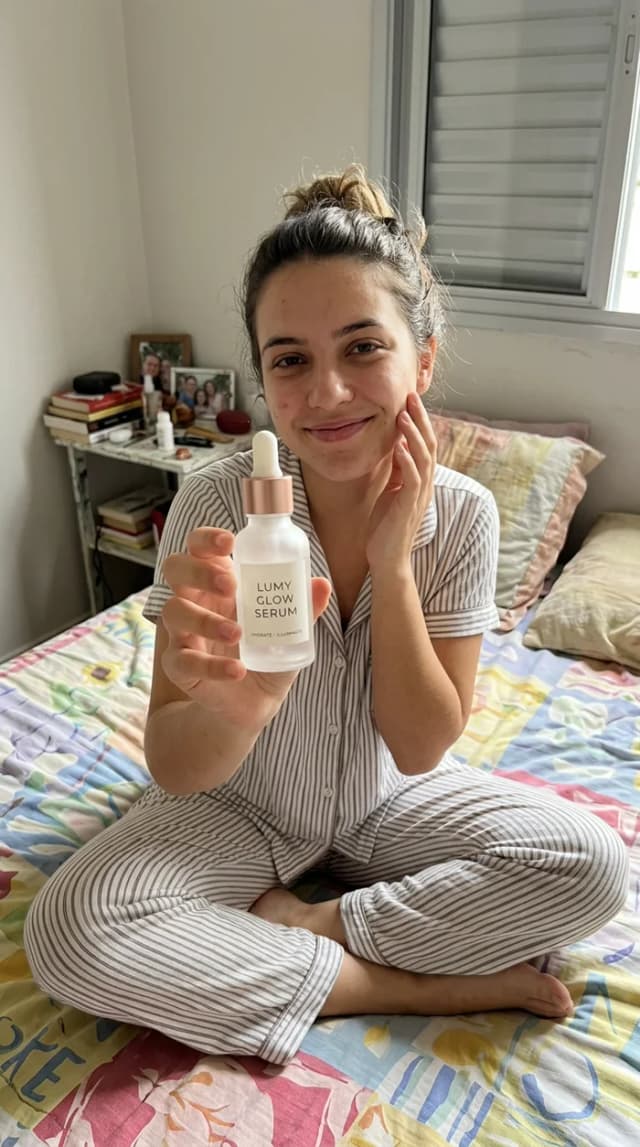 Foto de referência: pessoa segurando um produto